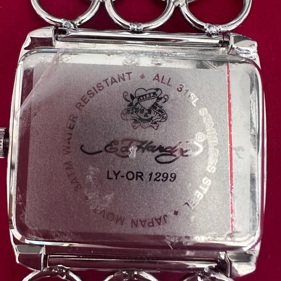 Ed Hardy Flower Dial Silver Tone Case Chain Link Style Band Watch 7 Inch - Picture 9 of 13